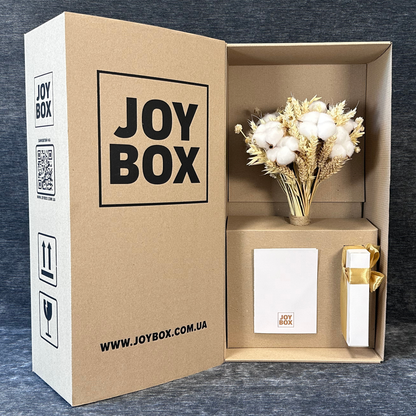 Подарунковий набір: букет із сухоцвітів та шоколадні цукерки JOY BOX "Гармонія душі"